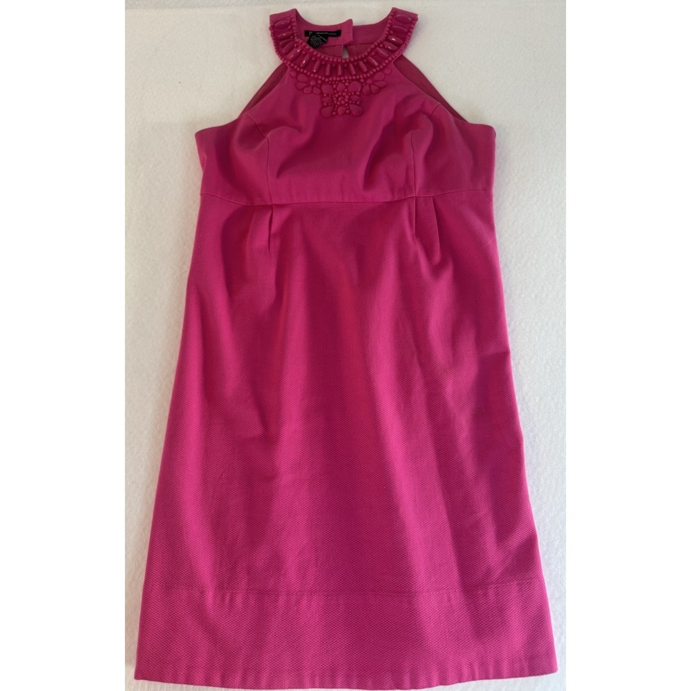 INC International Concepts Pink Beaded Halter Shift Dress Womans 10 WPL 8046